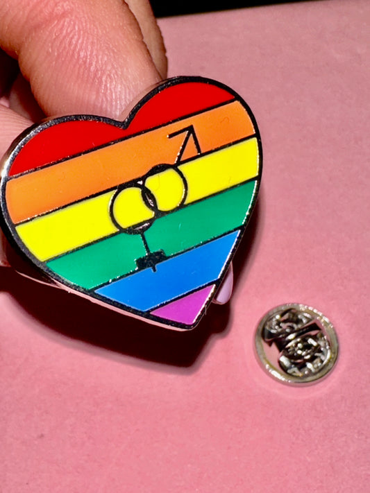 Heart-shaped Rainbow Pride Gay Cartoon Colorful Banner Alloy Brooch