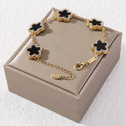 Elegant Simple Style Flower Gold Plated Rhinestones